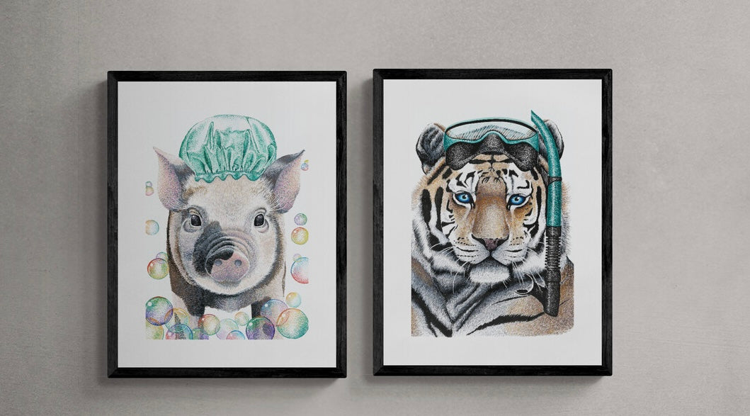 Squeaky Clean - Pig Art Print