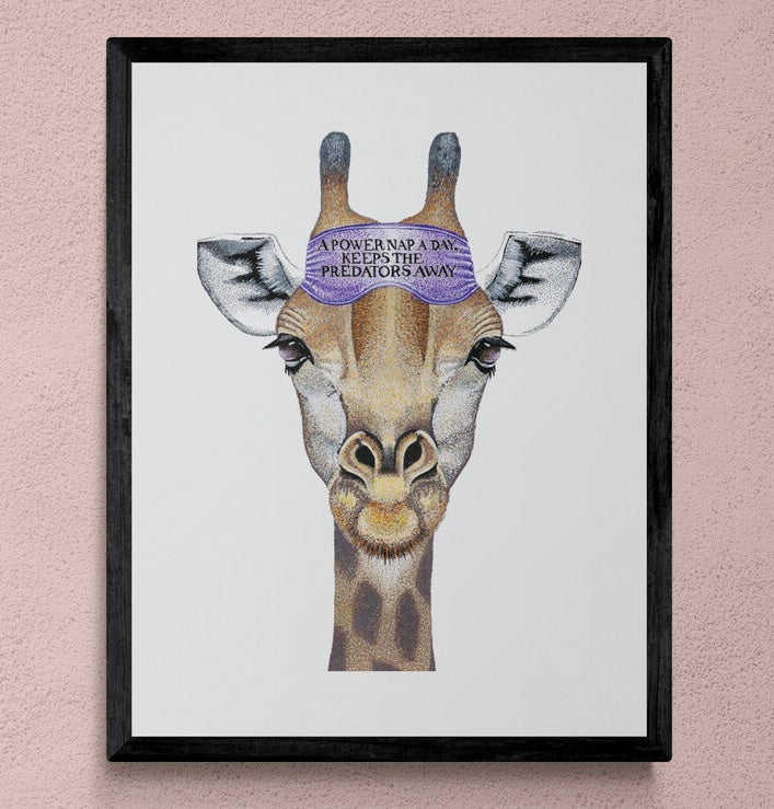 Power Napper - Giraffe Art Print