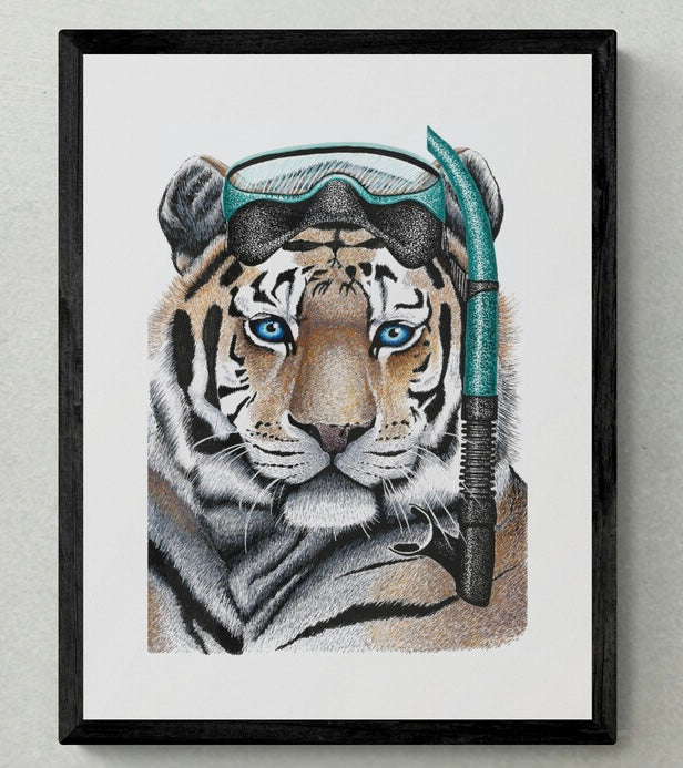 Tigers Can Swim - Tiger Art Print